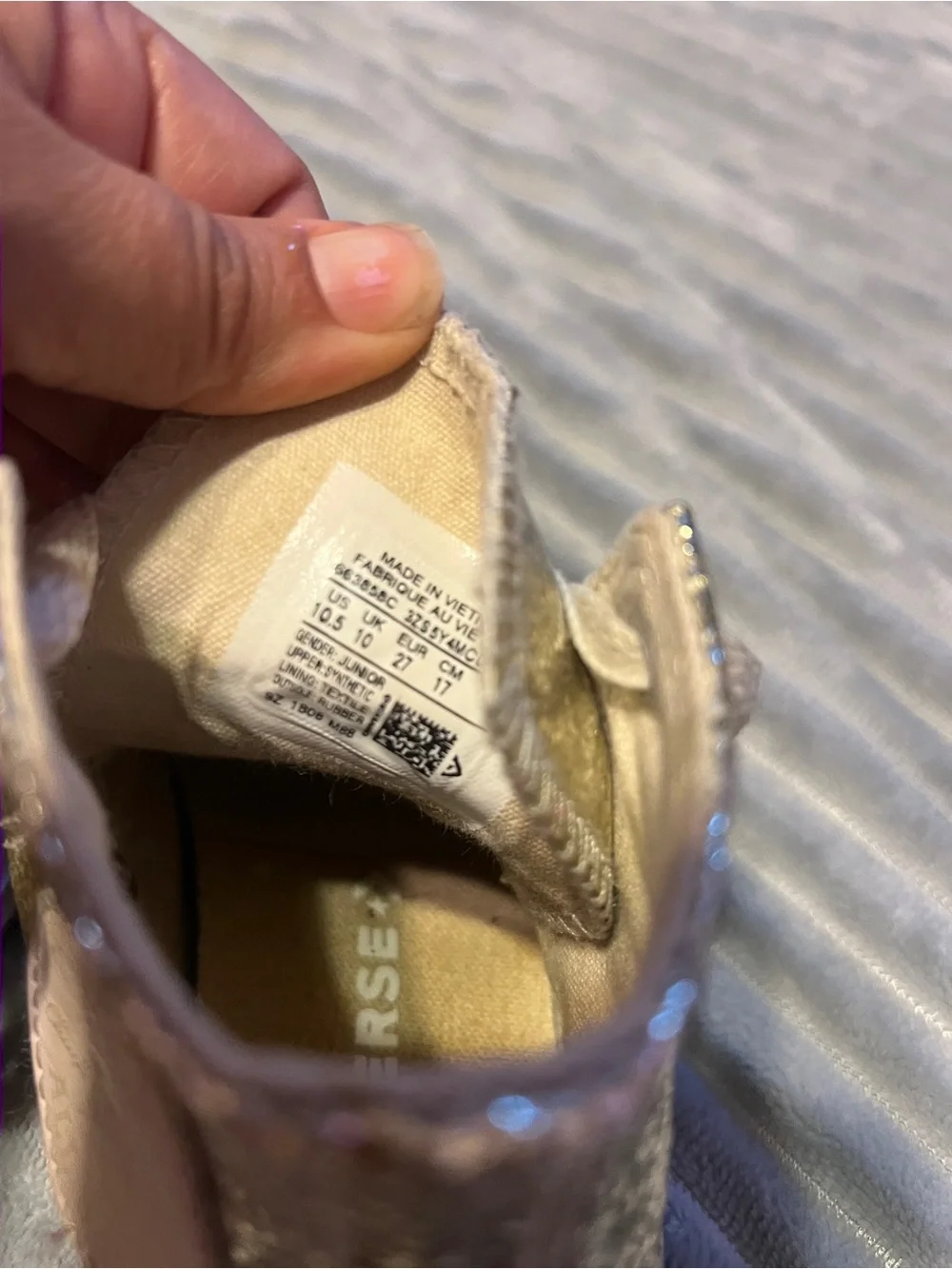 Kids Pink Leather Lace-Up converse size 10 & gold high top converse size 10.5.
